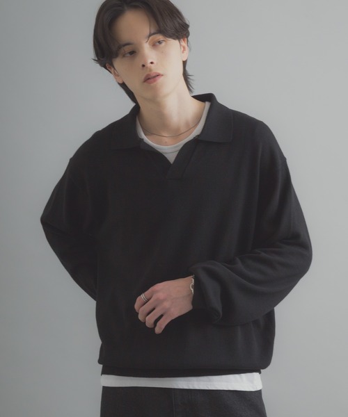 SENSE OF PLACE by URBAN RESEARCH（センスオブプレイスバイアーバンリサーチ）の「スキッパーL/Sニット（ニット/セーター・メンズ・ネイビー/ブラック/ライトグレー・LARGE/MEDIUM）」の7枚目の写真