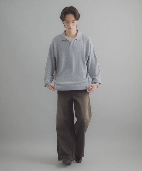 SENSE OF PLACE by URBAN RESEARCH（センスオブプレイスバイアーバンリサーチ）の「スキッパーL/Sニット（ニット/セーター・メンズ・ネイビー/ブラック/ライトグレー・LARGE/MEDIUM）」の18枚目の写真