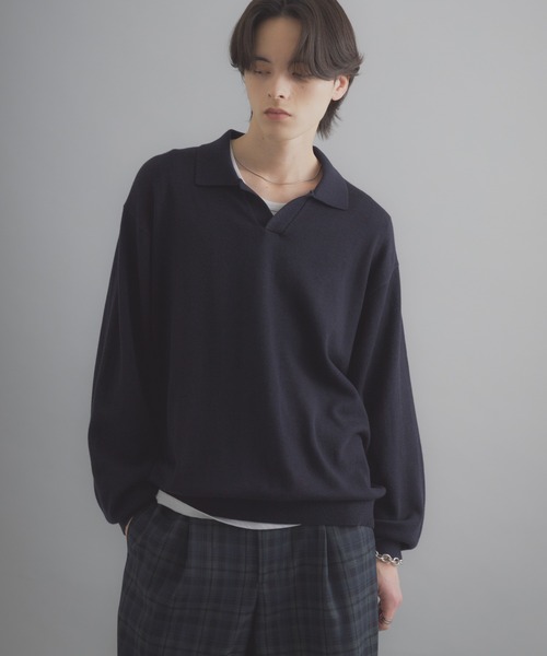 SENSE OF PLACE by URBAN RESEARCH（センスオブプレイスバイアーバンリサーチ）の「スキッパーL/Sニット（ニット/セーター・メンズ・ネイビー/ブラック/ライトグレー・LARGE/MEDIUM）」の20枚目の写真