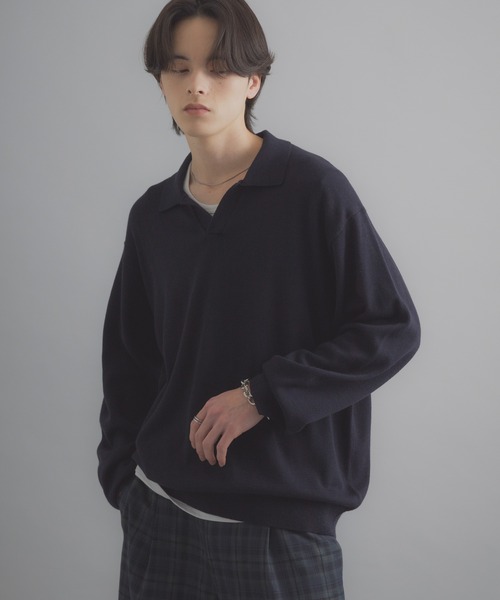 SENSE OF PLACE by URBAN RESEARCH（センスオブプレイスバイアーバンリサーチ）の「スキッパーL/Sニット（ニット/セーター・メンズ・ネイビー/ブラック/ライトグレー・LARGE/MEDIUM）」の21枚目の写真