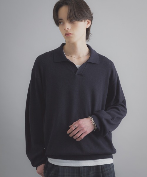 SENSE OF PLACE by URBAN RESEARCH（センスオブプレイスバイアーバンリサーチ）の「スキッパーL/Sニット（ニット/セーター・メンズ・ネイビー/ブラック/ライトグレー・LARGE/MEDIUM）」の22枚目の写真