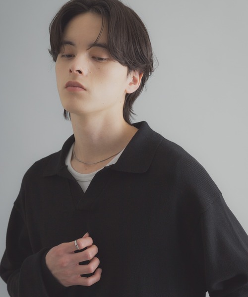 SENSE OF PLACE by URBAN RESEARCH（センスオブプレイスバイアーバンリサーチ）の「スキッパーL/Sニット（ニット/セーター・メンズ・ネイビー/ブラック/ライトグレー・LARGE/MEDIUM）」の8枚目の写真