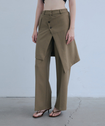 ODER（オディエール）の「[SET]_リネンレイヤードスカート+スラックス-ブラウン（スラックス）」