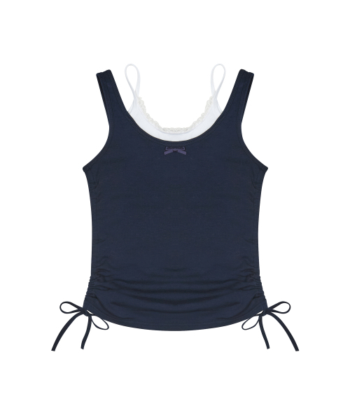 LUVISTRUE(ラヴイズトゥルー)の「SM LAYERED LACE SLEEVELESS(NAVY)(Tシャツ/カットソー・レディース・その他・FREE)」の2枚目の写真