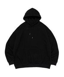 (ビッグサイズ) プレーンオーバーサイズフードTシャツ (ブラック)