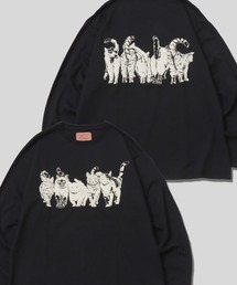 SITRY | Cat ＆ Dog Print T-Shirt/アニマル 猫＆犬 発泡プリント オーバーサイズ 長袖Tシャツ ロンT レディース メンズ(Tシャツ/カットソー)