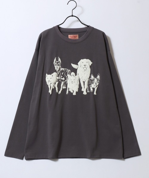 SITRY（シトリー）の「Cat ＆ Dog Print T-Shirt/アニマル 猫＆犬 発泡プリント オーバーサイズ 長袖Tシャツ ロンT レディース メンズ（Tシャツ/カットソー・メンズ・ベージュ系その他/ブラック/ブラック系その他/ホワイト系その他/ホワイト/グレー系その他/チャコール/オートミール・LL/L/M）」の21枚目の写真