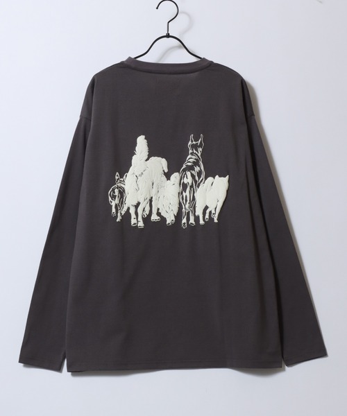 SITRY（シトリー）の「Cat ＆ Dog Print T-Shirt/アニマル 猫＆犬 発泡プリント オーバーサイズ 長袖Tシャツ ロンT レディース メンズ（Tシャツ/カットソー・メンズ・ベージュ系その他/ブラック/ブラック系その他/ホワイト系その他/ホワイト/グレー系その他/チャコール/オートミール・LL/L/M）」の20枚目の写真