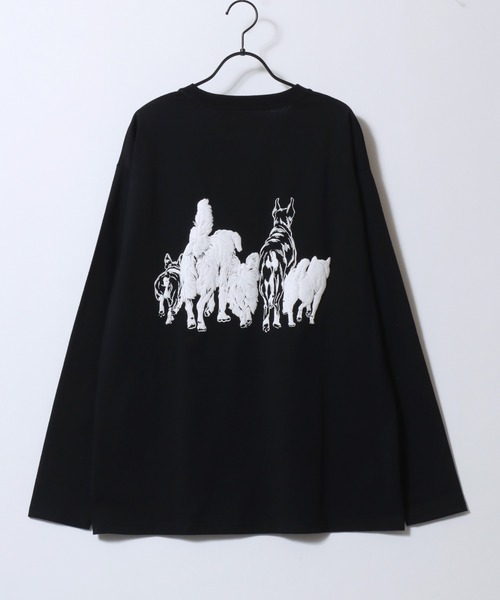 SITRY（シトリー）の「Cat ＆ Dog Print T-Shirt/アニマル 猫＆犬 発泡プリント オーバーサイズ 長袖Tシャツ ロンT レディース メンズ（Tシャツ/カットソー・メンズ・ベージュ系その他/ブラック/ブラック系その他/ホワイト系その他/ホワイト/グレー系その他/チャコール/オートミール・LL/L/M）」の22枚目の写真