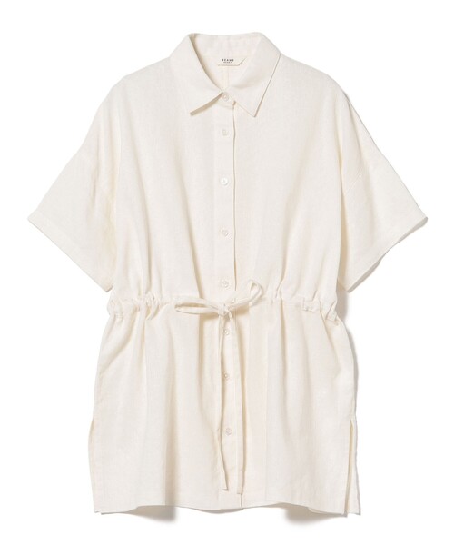 BEAMS HEART(ビームスハート)の「麻混 ウエスト ドロスト シャツ(シャツ/ブラウス・レディース・その他/オフホワイト/レッド・FREE)」の2枚目の写真