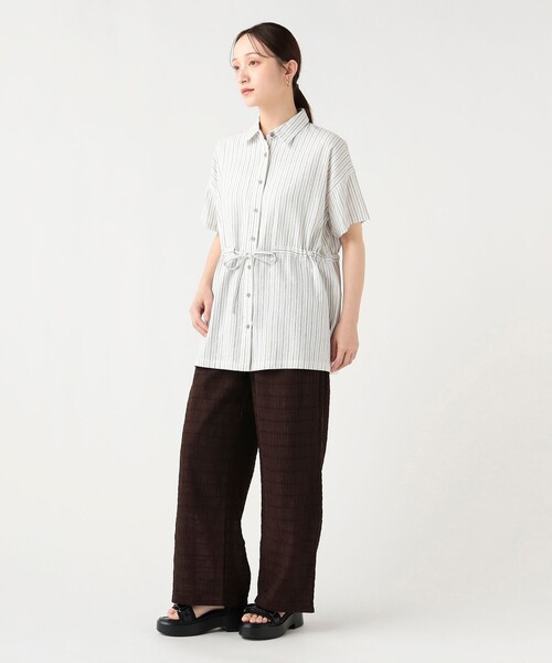 BEAMS HEART(ビームスハート)の「麻混 ウエスト ドロスト シャツ(シャツ/ブラウス・レディース・その他/オフホワイト/レッド・FREE)」の5枚目の写真