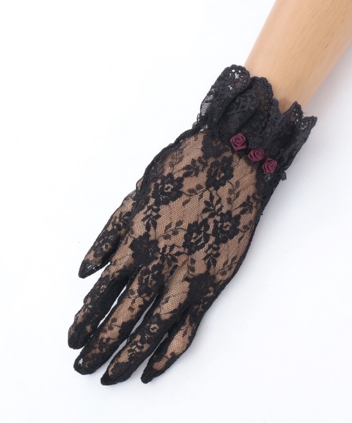 axes femme（アクシーズファム）の「巻きバラレースグローブ（手袋・レディース・ブラック/ホワイト・FREE）」の13枚目の写真