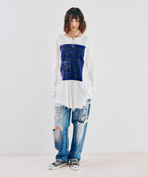 RNA(アールエヌエー)の「M2625 SnagダメージロンT(Tシャツ/カットソー・レディース・サックスブルー/ホワイト/ピンク・MEDIUM)」の14枚目の写真