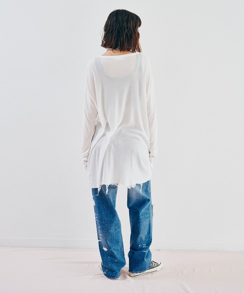 RNA(アールエヌエー)の「M2625 SnagダメージロンT(Tシャツ/カットソー・レディース・サックスブルー/ホワイト/ピンク・MEDIUM)」の15枚目の写真