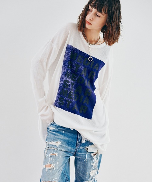 RNA(アールエヌエー)の「M2625 SnagダメージロンT(Tシャツ/カットソー・レディース・サックスブルー/ホワイト/ピンク・MEDIUM)」の12枚目の写真