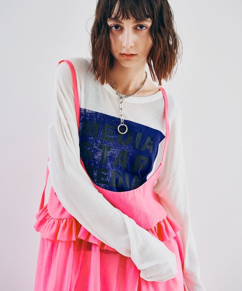 RNA(アールエヌエー)の「M2625 SnagダメージロンT(Tシャツ/カットソー・レディース・サックスブルー/ホワイト/ピンク・MEDIUM)」の16枚目の写真