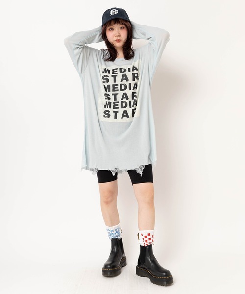 RNA(アールエヌエー)の「M2625 SnagダメージロンT(Tシャツ/カットソー・レディース・サックスブルー/ホワイト/ピンク・MEDIUM)」の10枚目の写真