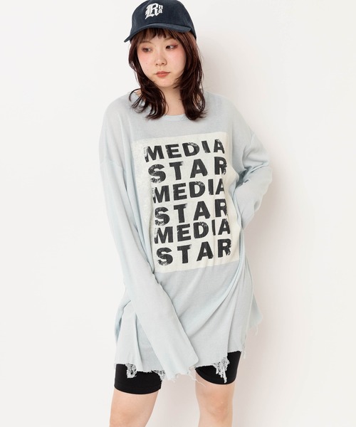 RNA(アールエヌエー)の「M2625 SnagダメージロンT(Tシャツ/カットソー・レディース・サックスブルー/ホワイト/ピンク・MEDIUM)」の4枚目の写真