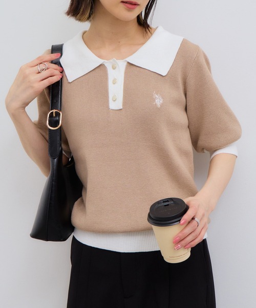 U.S. POLO ASSN./ユーエスポロアッスン】刺繍 バイカラー 半袖