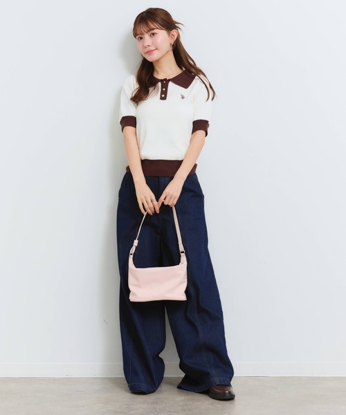 U.S. POLO ASSN.(ユーエスポロアッスン)の「【U.S. POLO ASSN./ユーエスポロアッスン】刺繍 バイカラー 半袖 ポロニット サマーニット(ポロシャツ・レディース・オフホワイト/グリーン系/ベージュ/ブラック系/ネイビー・M/L/LL)」の9枚目の写真