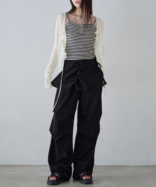 CHAN ME(チャンミ)の「ボーダーキャミソール(キャミソール・レディース・グレー/ブラック・X-LARGE/LARGE/MEDIUM)」の4枚目の写真