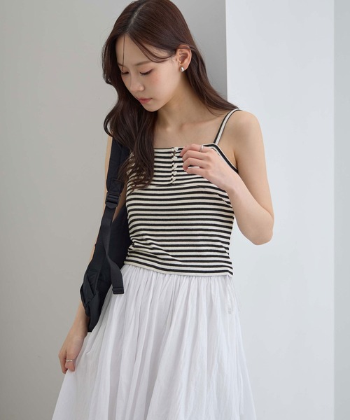 CHAN ME(チャンミ)の「ボーダーキャミソール(キャミソール・レディース・グレー/ブラック・X-LARGE/LARGE/MEDIUM)」の5枚目の写真