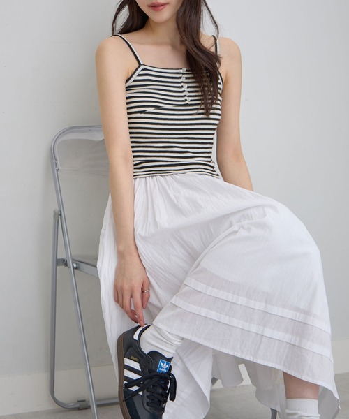 CHAN ME(チャンミ)の「ボーダーキャミソール(キャミソール・レディース・グレー/ブラック・X-LARGE/LARGE/MEDIUM)」の6枚目の写真