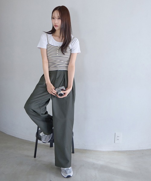 CHAN ME(チャンミ)の「ボーダーキャミソール(キャミソール・レディース・グレー/ブラック・X-LARGE/LARGE/MEDIUM)」の14枚目の写真