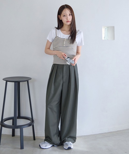 CHAN ME(チャンミ)の「ボーダーキャミソール(キャミソール・レディース・グレー/ブラック・X-LARGE/LARGE/MEDIUM)」の15枚目の写真