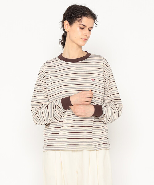 DANTON（ダントン）の「Women's Long Sleeve T-shirt Stripe（Tシャツ/カットソー・レディース・ブラック系その他/ブルー系その他5/ホワイト系その他5/イエロー系その他/レッド系その他/ベージュ系その他/ブルー系その他・M/XS/S）」の3枚目の写真