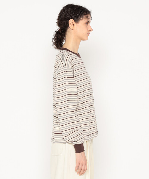 DANTON（ダントン）の「Women's Long Sleeve T-shirt Stripe（Tシャツ/カットソー・レディース・ブラック系その他/ブルー系その他5/ホワイト系その他5/イエロー系その他/レッド系その他/ベージュ系その他/ブルー系その他・M/XS/S）」の12枚目の写真