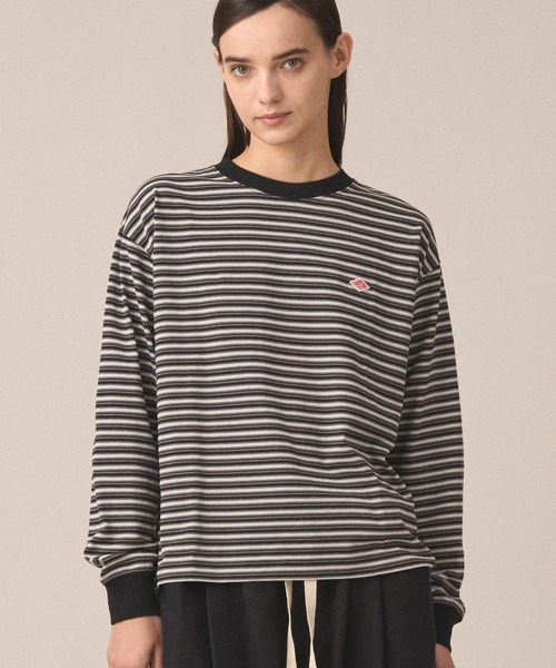 DANTON（ダントン）の「Women's Long Sleeve T-shirt Stripe（Tシャツ/カットソー・レディース・ブラック系その他/ブルー系その他5/ホワイト系その他5/イエロー系その他/レッド系その他/ベージュ系その他/ブルー系その他・M/XS/S）」の2枚目の写真