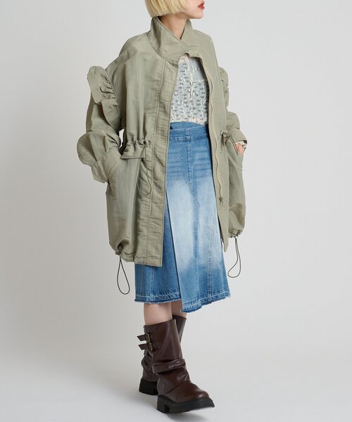 w closet(ダブルクローゼット)の「フリルモッズコート(ブルゾン・レディース・アイボリー/カーキ/ピンク・FREE)」の1枚目の写真