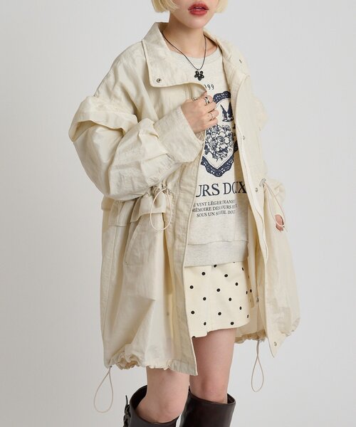 w closet(ダブルクローゼット)の「フリルモッズコート(ブルゾン・レディース・アイボリー/カーキ/ピンク・FREE)」の5枚目の写真