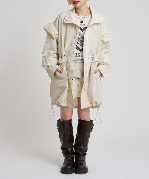 w closet(ダブルクローゼット)の「フリルモッズコート(ブルゾン・レディース・アイボリー/カーキ/ピンク・FREE)」の9枚目の写真