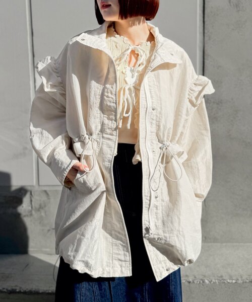 w closet(ダブルクローゼット)の「フリルモッズコート(ブルゾン・レディース・アイボリー/カーキ/ピンク・FREE)」の13枚目の写真