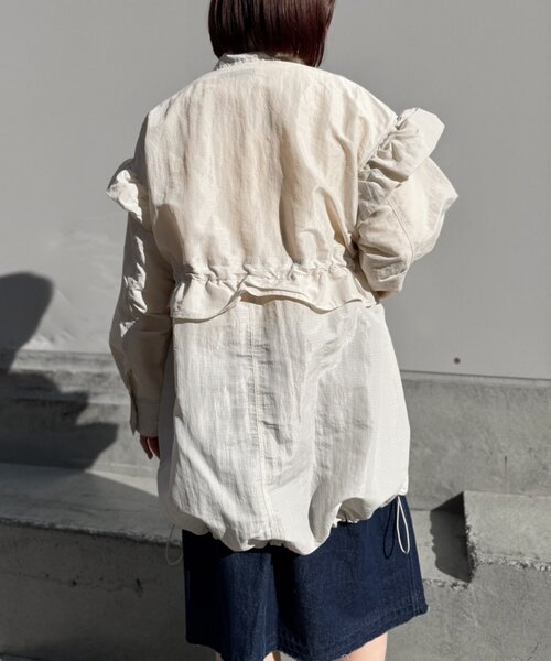 w closet(ダブルクローゼット)の「フリルモッズコート(ブルゾン・レディース・アイボリー/カーキ/ピンク・FREE)」の14枚目の写真