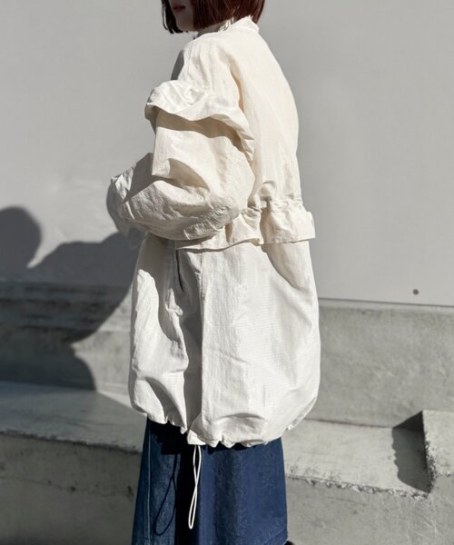 w closet(ダブルクローゼット)の「フリルモッズコート(ブルゾン・レディース・アイボリー/カーキ/ピンク・FREE)」の15枚目の写真