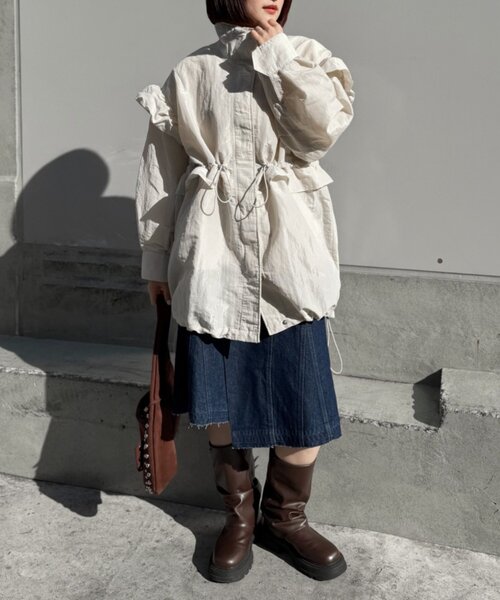 w closet(ダブルクローゼット)の「フリルモッズコート(ブルゾン・レディース・アイボリー/カーキ/ピンク・FREE)」の16枚目の写真