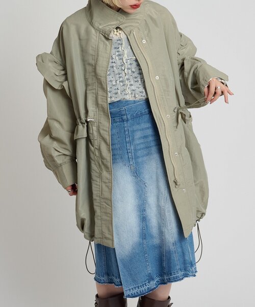 w closet(ダブルクローゼット)の「フリルモッズコート(ブルゾン・レディース・アイボリー/カーキ/ピンク・FREE)」の20枚目の写真