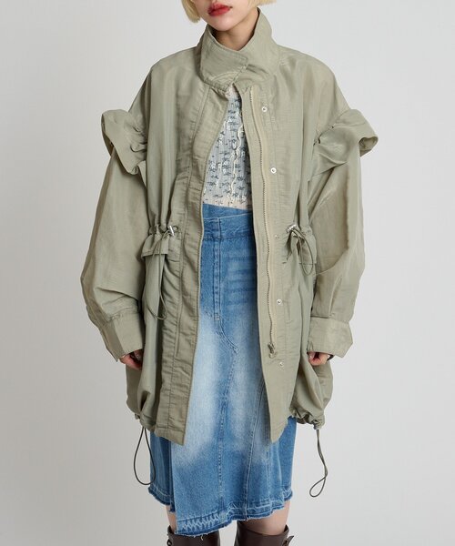 w closet(ダブルクローゼット)の「フリルモッズコート(ブルゾン・レディース・アイボリー/カーキ/ピンク・FREE)」の21枚目の写真