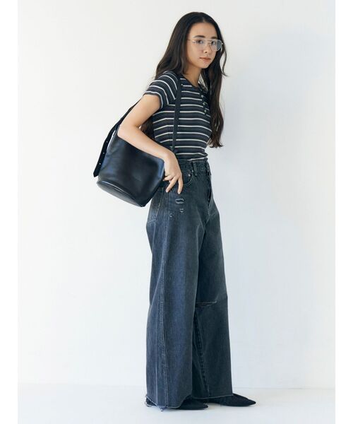 Ungrid(アングリッド)の「マルチボーダーヘンリーTee(Tシャツ/カットソー・レディース・レッド/チャコールグレー/ブラウン・FREE)」の9枚目の写真