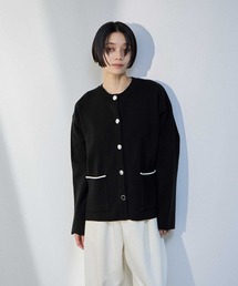 milli de l'air 2WAY配色ニットカーディガン ニットジャケット
