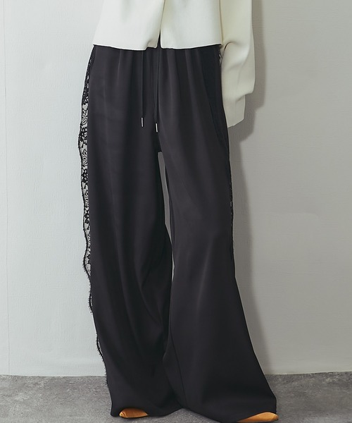 ANOTHER S(アナザーエス)の「サイドレースイージーパンツ(その他パンツ・レディース・チャコールグレー/ブラック・M)」の1枚目の写真