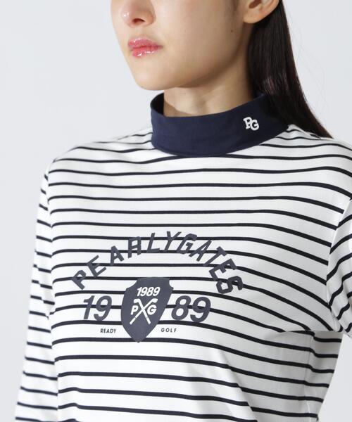 PEARLY GATES(パーリーゲイツ)の「【PEARLY GATES】ボーダー柄 80/1 36Gベアカノコ(Tシャツ/カットソー・レディース・ホワイト系その他・SMALL/MEDIUM/LARGE)」の3枚目の写真