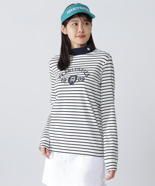 PEARLY GATES(パーリーゲイツ)の「【PEARLY GATES】ボーダー柄 80/1 36Gベアカノコ(Tシャツ/カットソー・レディース・ホワイト系その他・SMALL/MEDIUM/LARGE)」の1枚目の写真