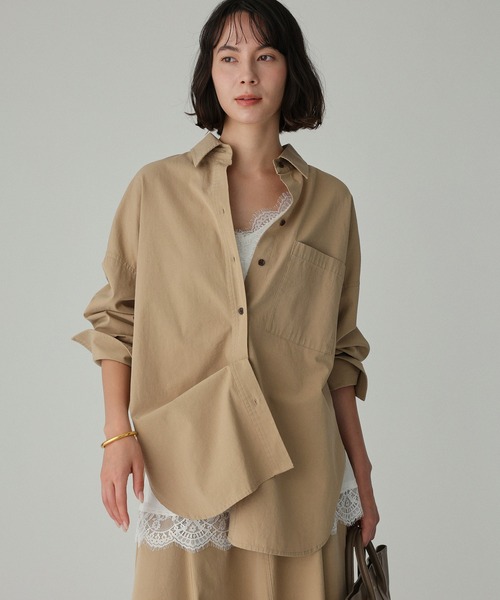 BABYLONE（バビロン）の「WASHオーバーシャツ（シャツ/ブラウス・レディース・ネイビー/ベージュ/ホワイト・フリー）」の4枚目の写真