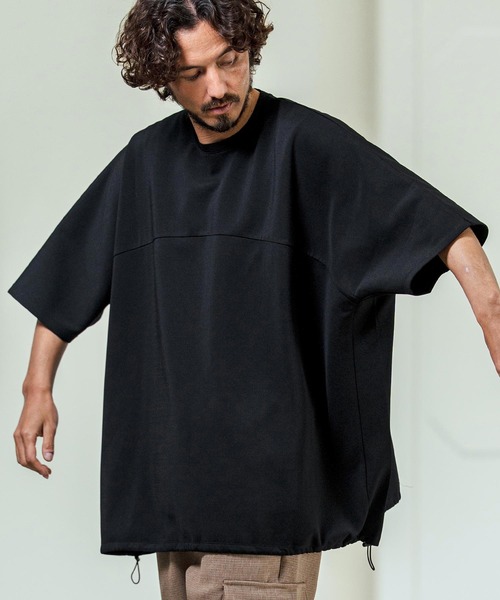 Magine(マージン)の「mt10253- Switching Panel Drawstring Hem Relax Fit Short Sleeve T-Shirt Tシャツ(MGN-261-012)(Tシャツ/カットソー・メンズ・グリーン/オフホワイト/ブラック・48/46/44)」の5枚目の写真
