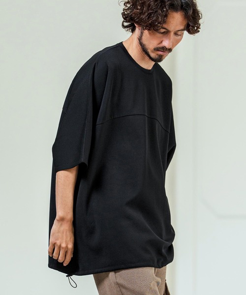 Magine(マージン)の「mt10253- Switching Panel Drawstring Hem Relax Fit Short Sleeve T-Shirt Tシャツ(MGN-261-012)(Tシャツ/カットソー・メンズ・グリーン/オフホワイト/ブラック・48/46/44)」の6枚目の写真
