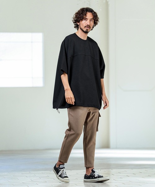 Magine(マージン)の「mt10253- Switching Panel Drawstring Hem Relax Fit Short Sleeve T-Shirt Tシャツ(MGN-261-012)(Tシャツ/カットソー・メンズ・グリーン/オフホワイト/ブラック・48/46/44)」の8枚目の写真